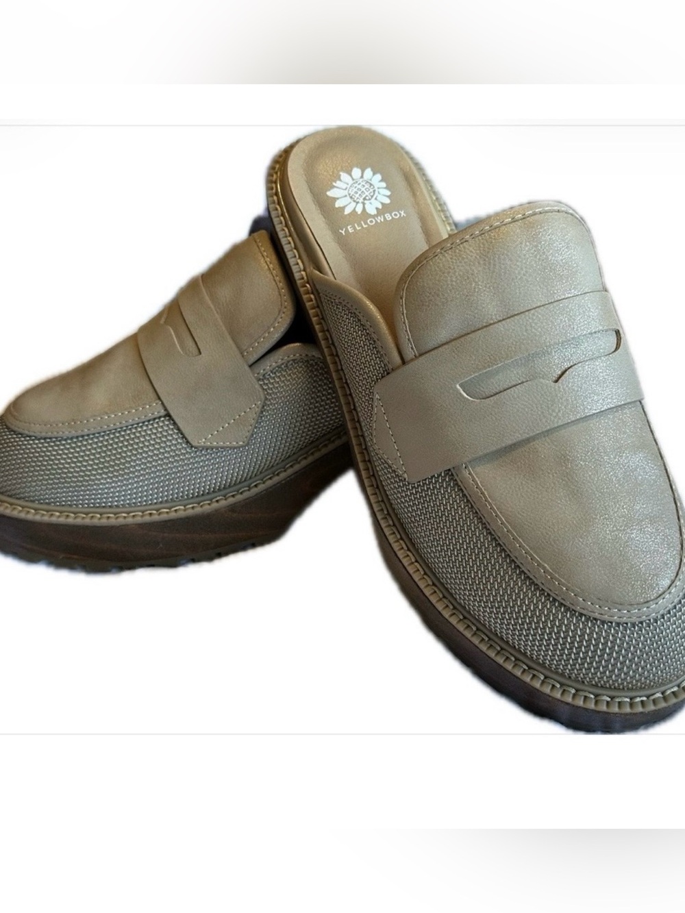 Yellow Box Barclay Platform Loafers 🤎✨ Size 10 Chunky Slip-On Mule